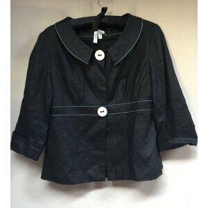 Vex Collection Women's Size 36 Two-Button Jacket Coat Black Stretch Lightweight